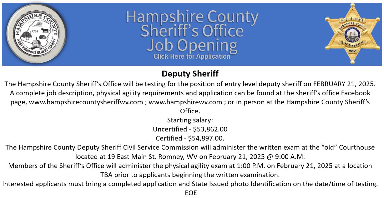 Hampshire County Sheriff Job Posting